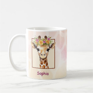 Mug Sweet Safari Baby Giraffe en rose et jaune