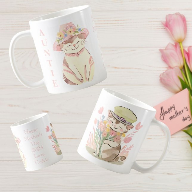 Mug Sweet Spring Tante Chat Kitten Personnalisé (Créateur téléchargé)