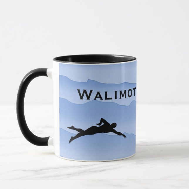 Mug Swimming with Swimmer silhouettes and waves  (Gauche)