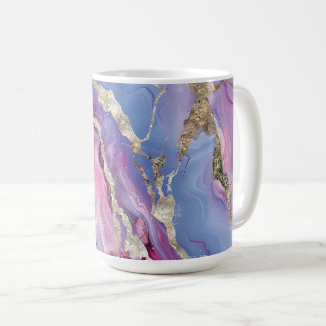 Mug Swirling Pattern of Marbled Effect Pink and Blue (Devant droit)
