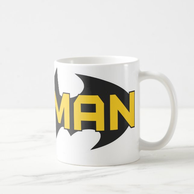 Mug Symbole Batman | Nom Logo jaune et noir (Droite)