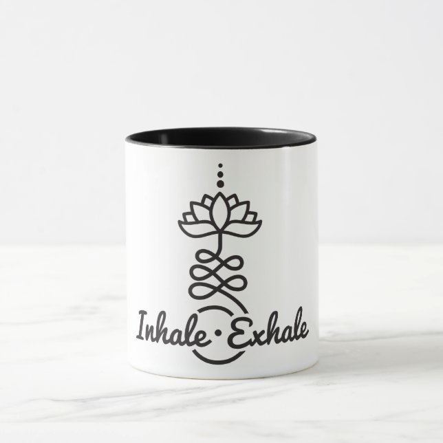 Mug Symbole bouddhiste Lotus Unalome/ Inhale-Exhale (Centre)