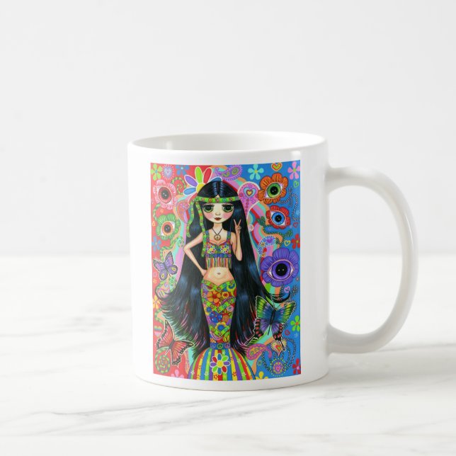 Mug SYMBOLE DE LA PAIX DE FEMME D'Hippie Psychédélique (Droite)