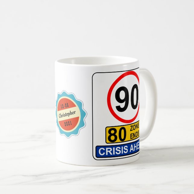 Mug Symbole de la route Funny Crisis 90e anniversaire  (Devant droit)