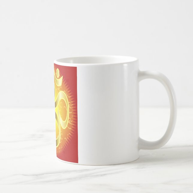 Mug Symbole de l'Aum ou de l'Om en jaune et rouge (Droite)