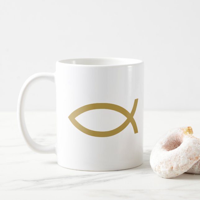 Mug Symbole de poisson d'or chrétien (Avec donut)