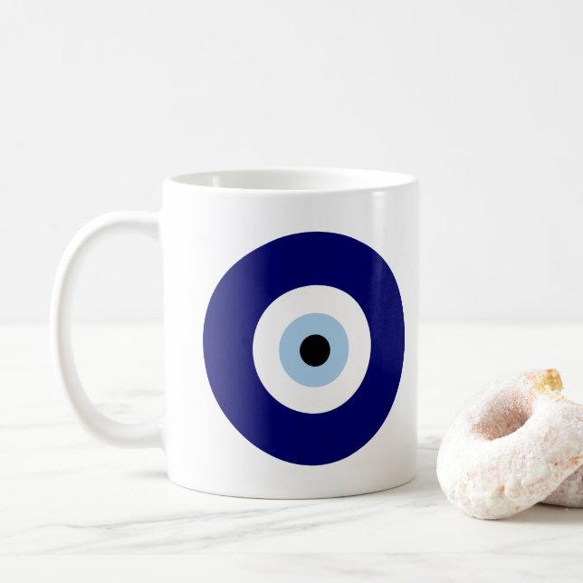 Mug Symbole de protection des yeux bleus personnalisés (Avec donut)