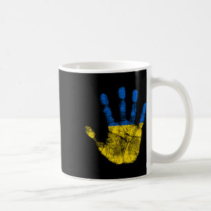 Mug Symbole d'empreinte de main du drapeau ukrainien d