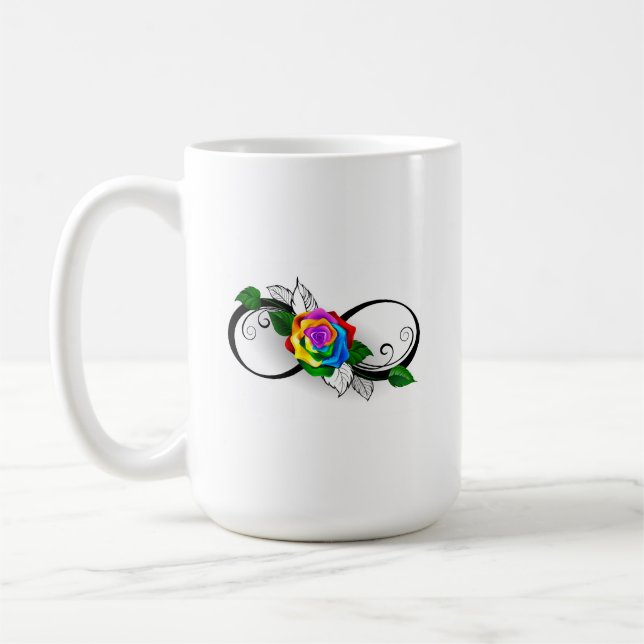 Mug Symbole d'infini avec Rose arc-en-ciel (Gauche)