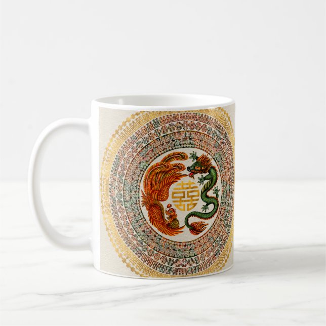 Mug Symbole du Bonheur avec Phoenix et Dragon (Gauche)