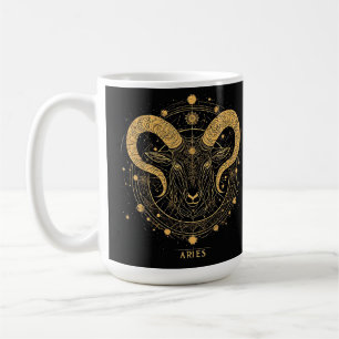 Mug Symbole du zodiaque Bélier doré avec ornements