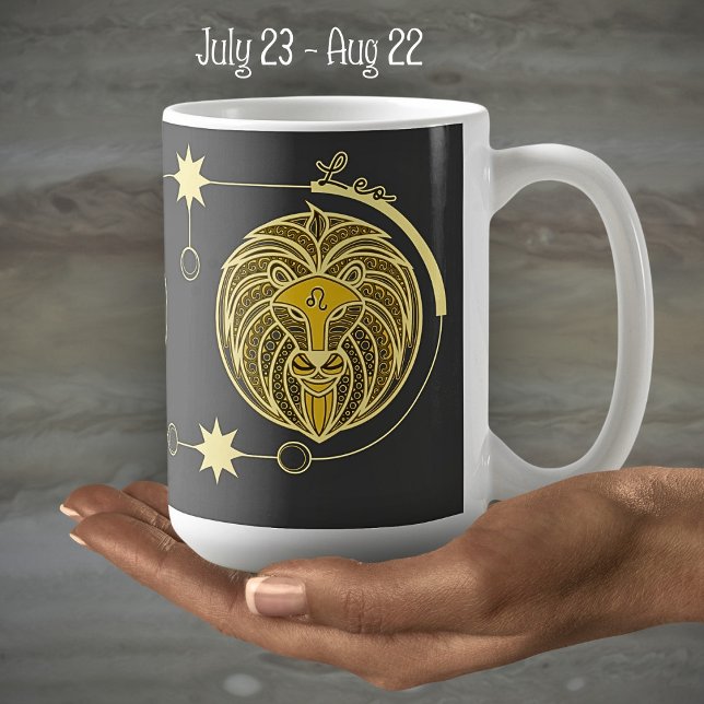 Mug SYMBOLE LÉO Zodiaque Astrologie Mandala Jaune Blan (Créateur téléchargé)