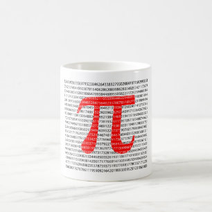 Mug Symbole mathématique original rouge du jour de pi
