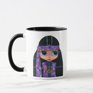 Mug SYMBOLE Paisley Hippie poupée fille en paix violet