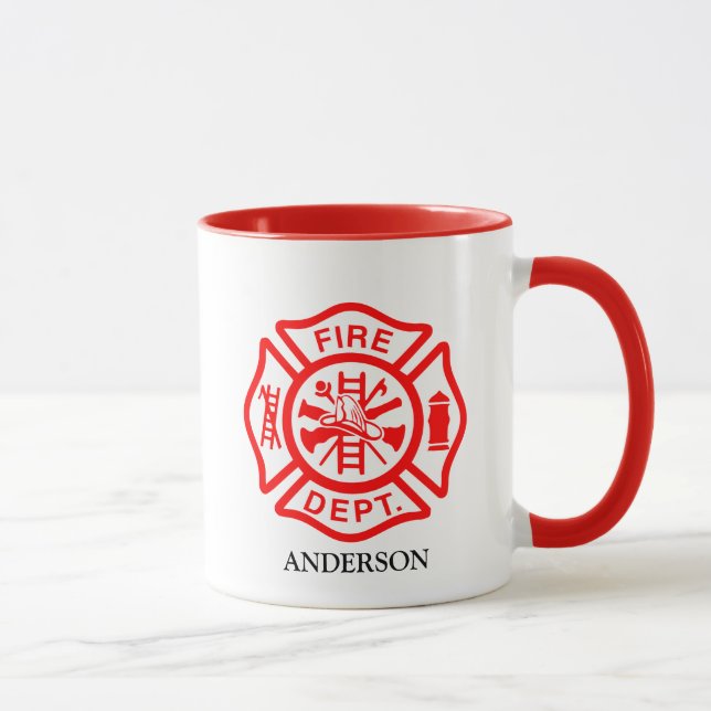 Mug Symbole pompier Logo pompier Nom personnalisé (Droite)