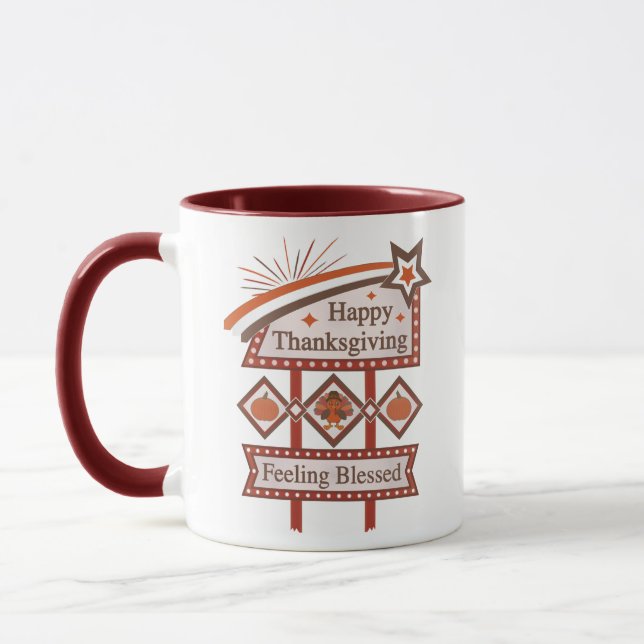 Mug Symbole rétro du bon thanksgiving béni (Gauche)