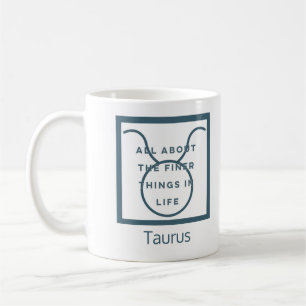 Mug Symbole Taurus Zodiac Fun Citation Texte Bleu Anni