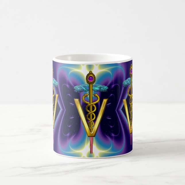 Mug SYMBOLE VÉTÉRINAIRE DE CADUCE D'OR / Bleu pourpre (Centre)