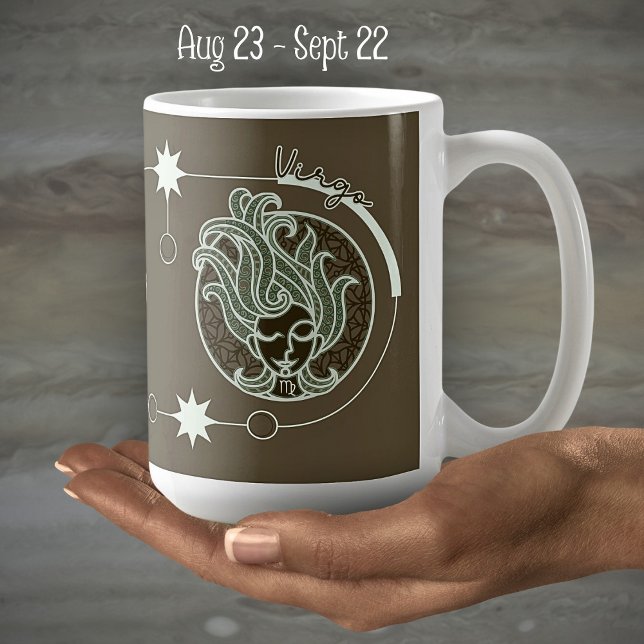 Mug Symbole Virgo Zodiac Astrologie Mandala Vert Brown (Créateur téléchargé)