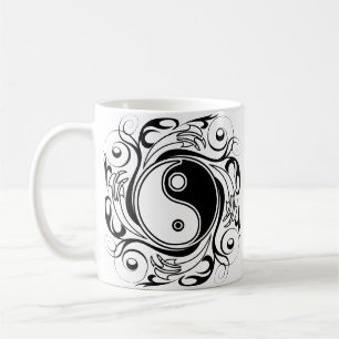 Mug Symbole Yin et Yang Style tatouage noir et blanc