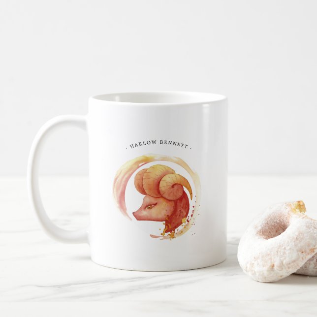 Mug SYMBOLE Zodiaque des baies d'aquarelle | Monogramm (Avec donut)