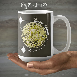 Mug SYMBOLE Zodiaque Gemini Astrologie Mandala Jaune B