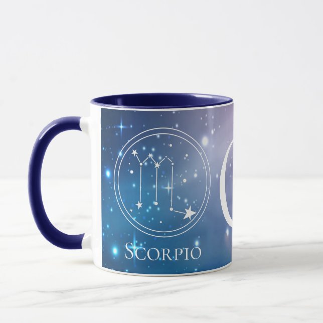 Mug Symbole Zodiaque mignon SCORPIO bleu violet Monogr (Gauche)