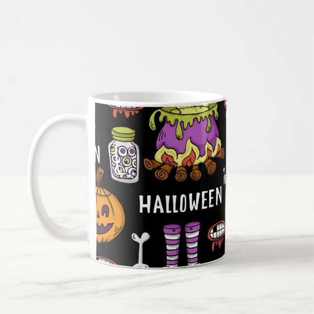 Mug Symboles d'Halloween, thème vintage continu (Gauche)
