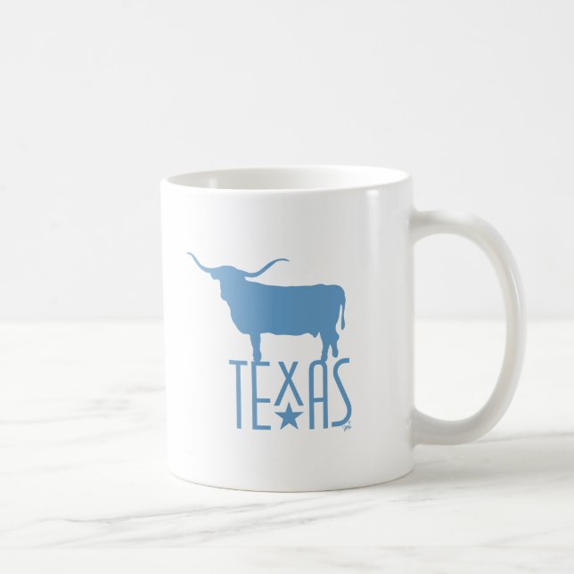 Mug Symboles du Texas, Longhorn, bleu (Droite)