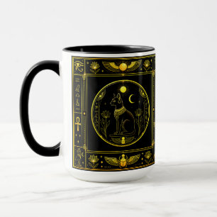 Mug Symboles Égyptiens Anciens Motif Luxe Noir Or