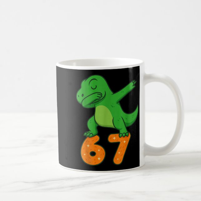 Mug T-rex Dinosaur Dabbing 67 Meme Six Seven Funny  (Droite)