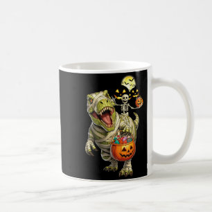 Mug T-Rex Halloween et squelette fantôme chevauchant l