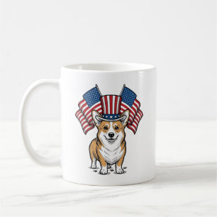 Mug T-shirt avec gravure vintage de chien Corgi patrio