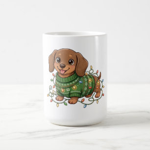 Mug T-shirt avec un chiot teckel mignon avec éclairage