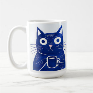 Mug T-shirt bleu chat