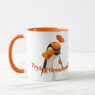 Mug T-shirt d'art botanique Manchot aux fleurs de pavo