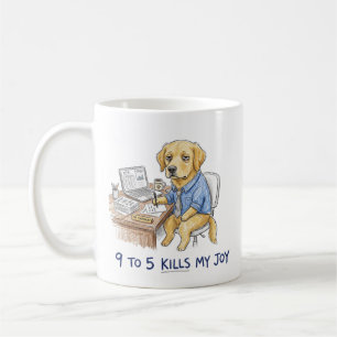Mug T-shirt drôle de Golden Retriever 9 à 5 Tue Ma Joi