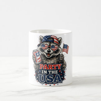 Mug T-shirt drôle de raton laveur patriotique pour fêt