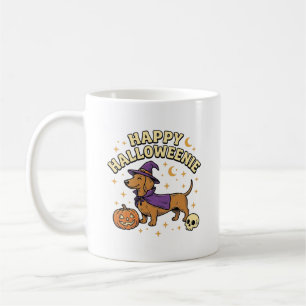 Mug T-shirt Happy Halloweenie chien teckel sorcière_1