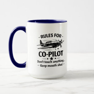 Mug T-Shirt Humouristique Co-Pilote Règle Avion WWII
