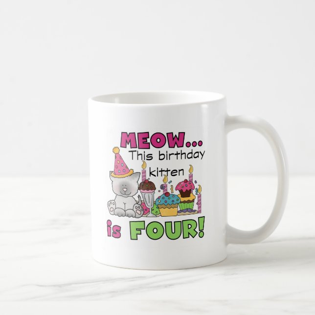 Mug T-shirts et cadeaux d'anniversaire 4th Kitten (Droite)