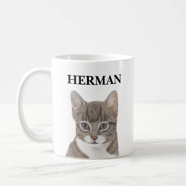 Mug Tabby Gris Personnalisé (Gauche)