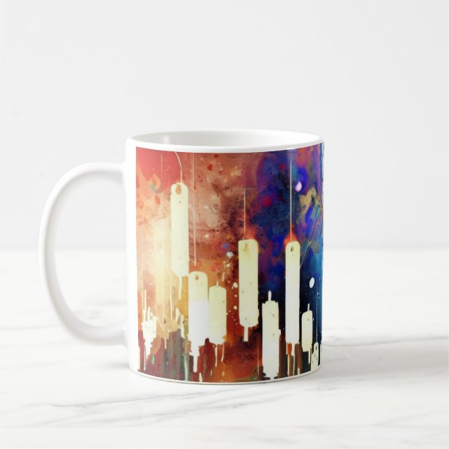 Mug Tableau à chandelles abstraites colorées (Gauche)
