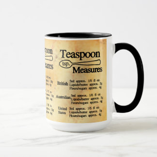 Mug Tableau de conversion de mesure de cuillère métriq
