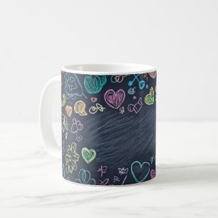 Mug Tableaux noirs et craies en arrière-plan. Style en