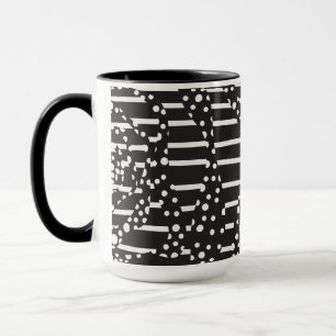 Mug Taches et Rayures 2 en blanc sur fond noir