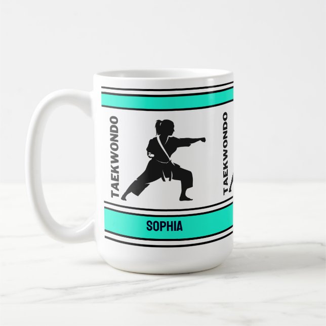 Mug Taekwondo Cadeau d'anniversaire, Joueuse de taekwo (Gauche)