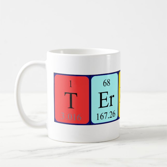 Mug Taille du nom de table périodique de la terrasse (Gauche)