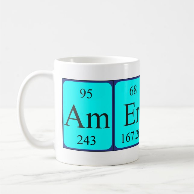 Mug Taille du nom de table périodique de l'Amérique (Gauche)
