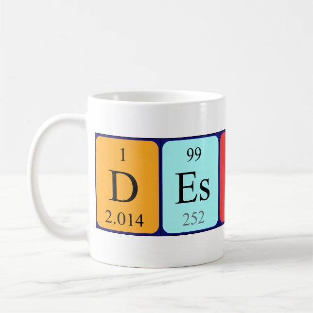 Mug Taille du nom de table périodique du destinataire (Gauche)